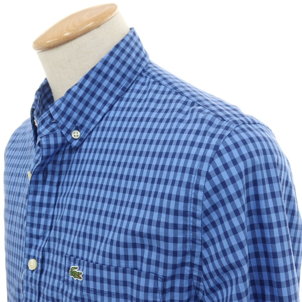 【中古】ラコステ LACOSTE コットン チェック ボタンダウン カジュアルシャツ ブルーxネイビー【サイズ38】【 状態ランクB 】【 メンズ 】