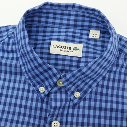 【中古】ラコステ LACOSTE コットン チェック ボタンダウン カジュアルシャツ ブルーxネイビー【サイズ38】【 状態ランクB 】【 メンズ 】