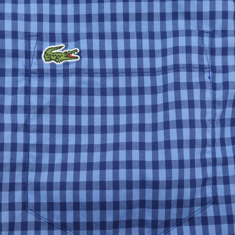 【中古】ラコステ LACOSTE コットン チェック ボタンダウン カジュアルシャツ ブルーxネイビー【サイズ38】【 状態ランクB 】【 メンズ 】