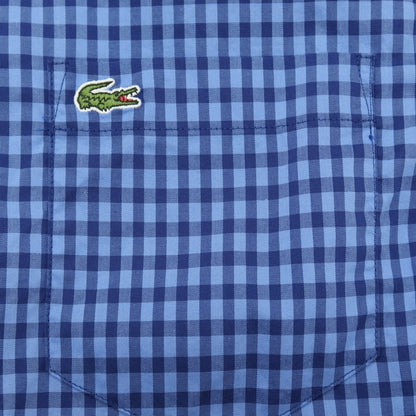 【中古】ラコステ LACOSTE コットン チェック ボタンダウン カジュアルシャツ ブルーxネイビー【サイズ38】【 状態ランクB 】【 メンズ 】