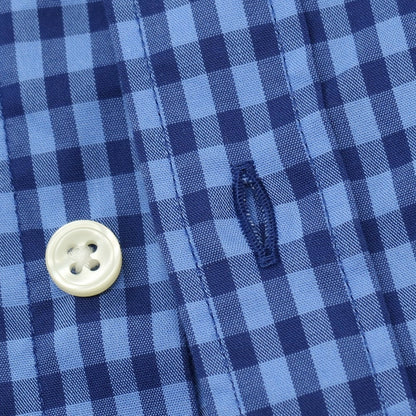 【中古】ラコステ LACOSTE コットン チェック ボタンダウン カジュアルシャツ ブルーxネイビー【サイズ38】【 状態ランクB 】【 メンズ 】