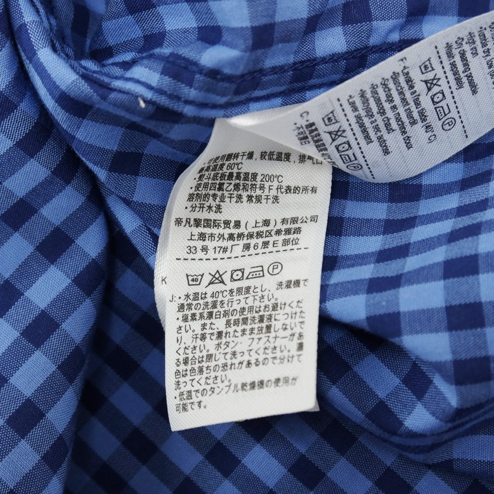 【中古】ラコステ LACOSTE コットン チェック ボタンダウン カジュアルシャツ ブルーxネイビー【サイズ38】【 状態ランクB 】【 メンズ 】