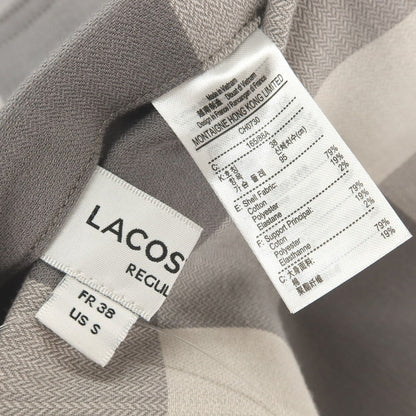 【中古】ラコステ LACOSTE コットンポリエステルポリウレタン チェック×無地 リバーシブル カジュアルシャツ グレー系【サイズ38】【 状態ランクB 】【 メンズ 】