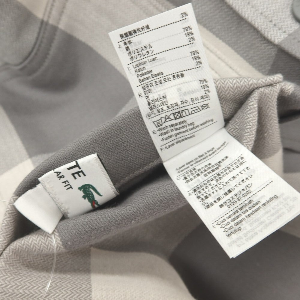 【中古】ラコステ LACOSTE コットンポリエステルポリウレタン チェック×無地 リバーシブル カジュアルシャツ グレー系【サイズ38】【 状態ランクB 】【 メンズ 】