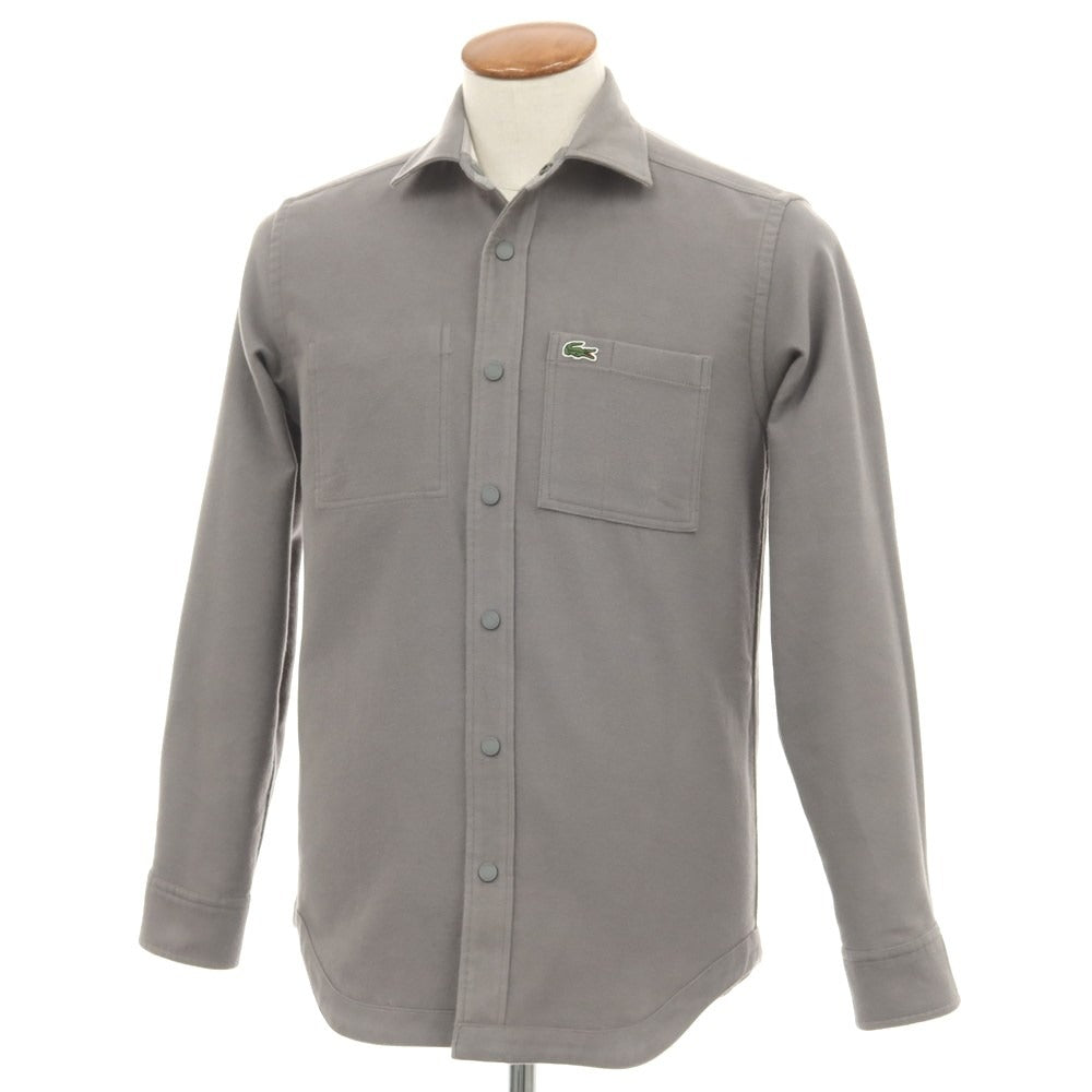【中古】ラコステ LACOSTE コットンポリエステルポリウレタン チェック×無地 リバーシブル カジュアルシャツ グレー系【サイズ38】【 状態ランクB 】【 メンズ 】