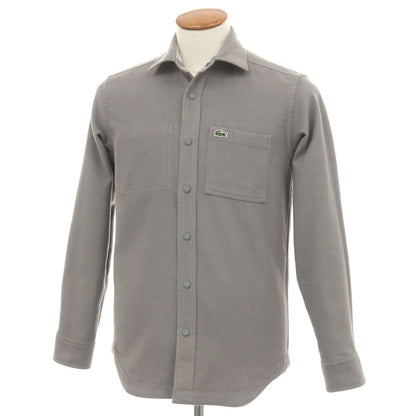 【中古】ラコステ LACOSTE コットンポリエステルポリウレタン チェック×無地 リバーシブル カジュアルシャツ グレー系【サイズ38】【 状態ランクB 】【 メンズ 】