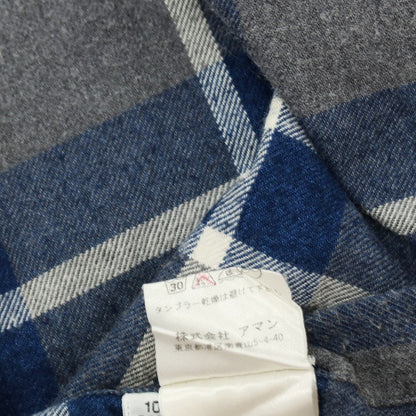 【中古】フィナモレ Finamore コットン チェック ホリゾンタルカラー カジュアルシャツ グレーxブルー【サイズXS】【 状態ランクB 】【 メンズ 】