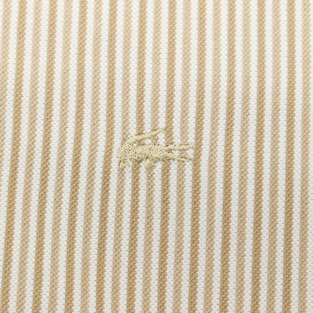 【中古】ラコステ LACOSTE コットンポリエステル ストライプ ボタンダウン 半袖シャツ ベージュ【サイズ2】【 状態ランクA 】【 メンズ 】