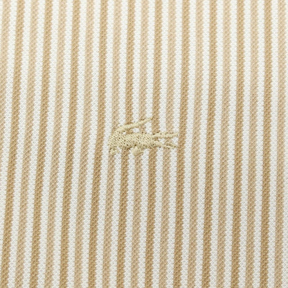 【中古】ラコステ LACOSTE コットンポリエステル ストライプ ボタンダウン 半袖シャツ ベージュ【サイズ2】【 状態ランクA 】【 メンズ 】