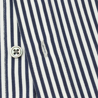 【中古】ラコステ LACOSTE コットンポリエステル ストライプ ボタンダウン 半袖シャツ ネイビーxホワイト【サイズ2】【 状態ランクA 】【 メンズ 】