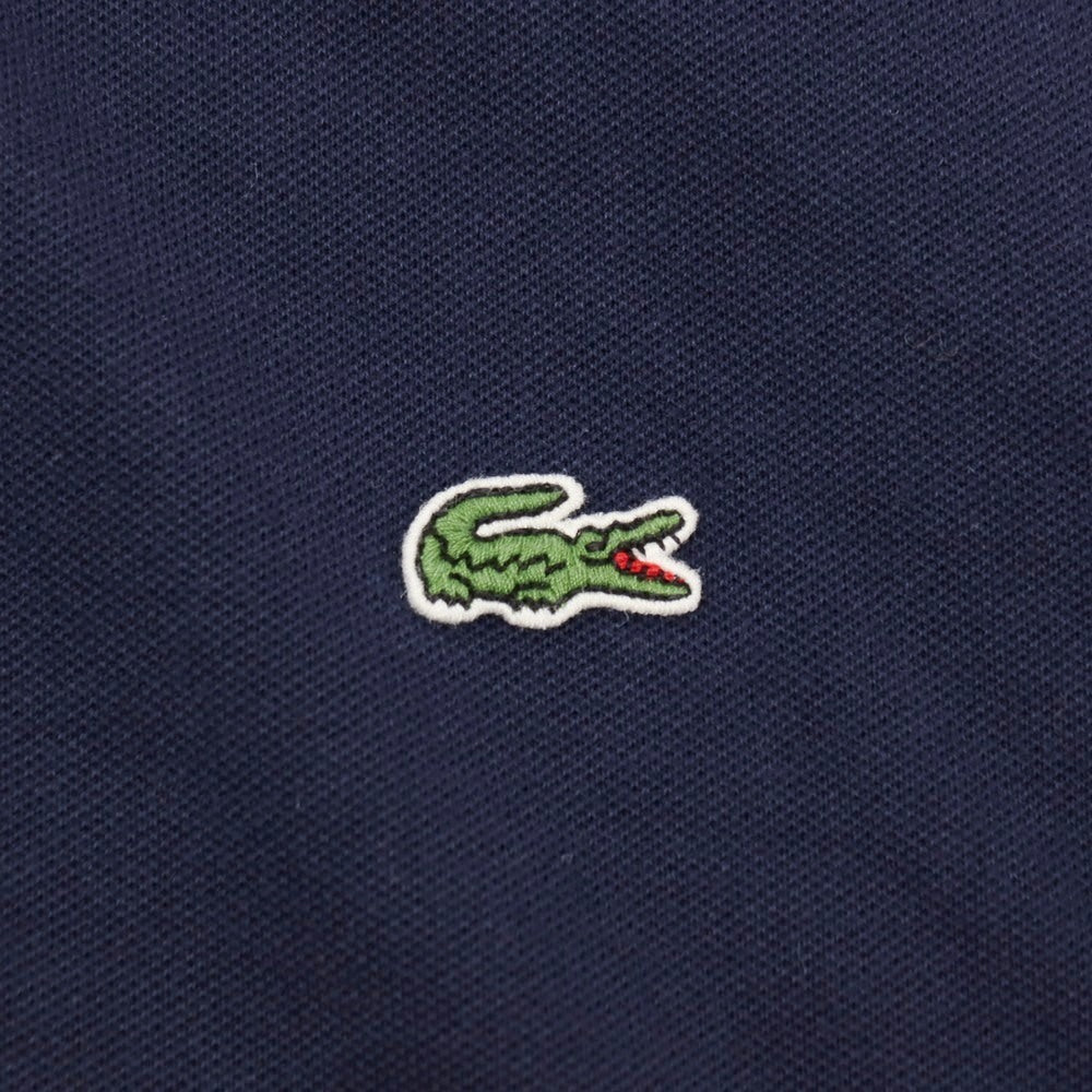 【中古】ラコステ LACOSTE コットンポリウレタン 鹿の子 半袖ポロシャツ ネイビーxライトグレー【サイズ2】【 状態ランクB 】【 メンズ 】