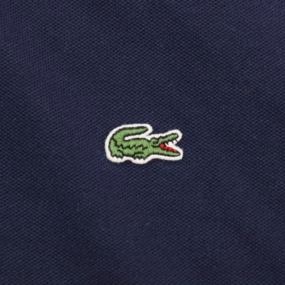 【中古】ラコステ LACOSTE コットンポリウレタン 鹿の子 半袖ポロシャツ ネイビーxライトグレー【サイズ2】【 状態ランクB 】【 メンズ 】
