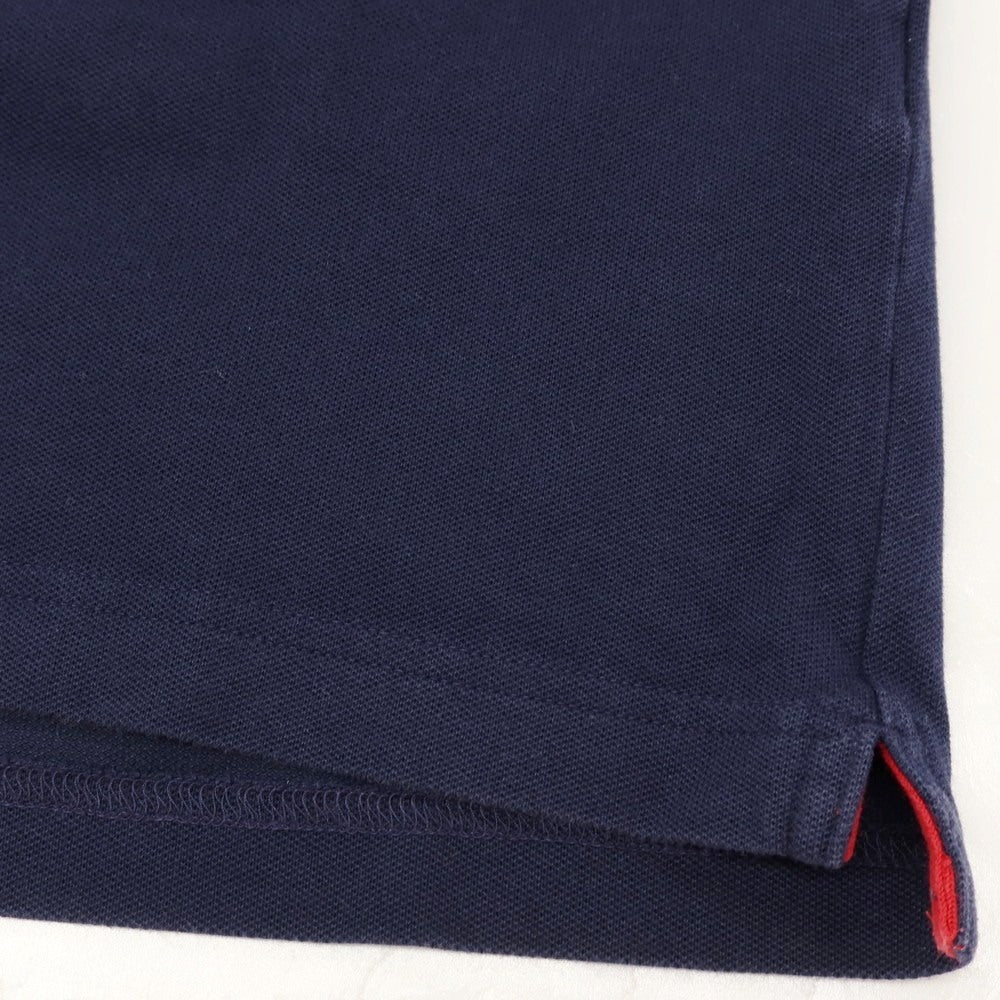 【中古】ラコステ LACOSTE コットンポリウレタン 鹿の子 半袖ポロシャツ ネイビーxライトグレー【サイズ2】【 状態ランクB 】【 メンズ 】