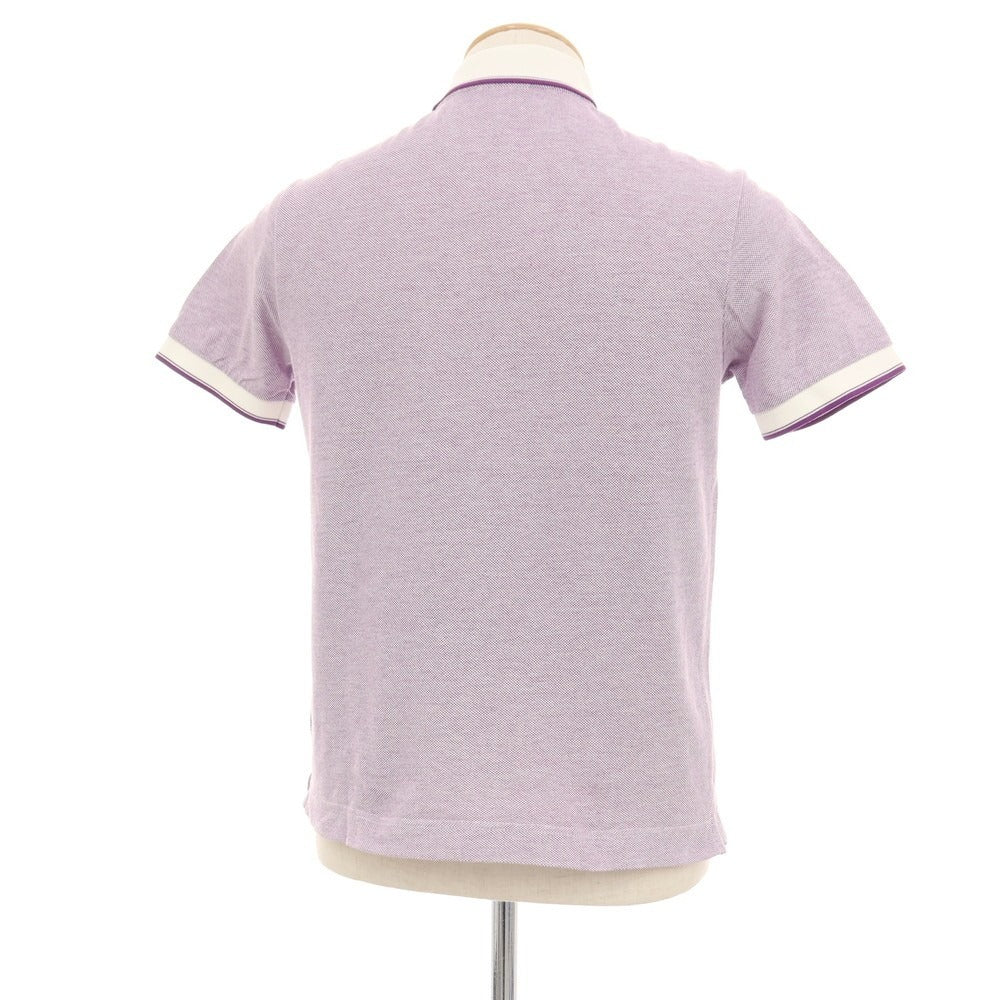 【中古】ラコステ LACOSTE コットン 鹿の子 スキッパー 半袖ポロシャツ パープルxホワイト【サイズ2】【 状態ランクB 】【 メンズ 】