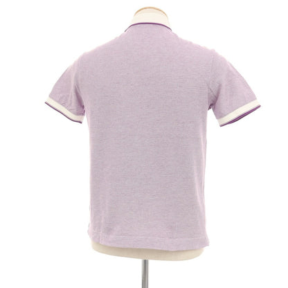 【中古】ラコステ LACOSTE コットン 鹿の子 スキッパー 半袖ポロシャツ パープルxホワイト【サイズ2】【 状態ランクB 】【 メンズ 】