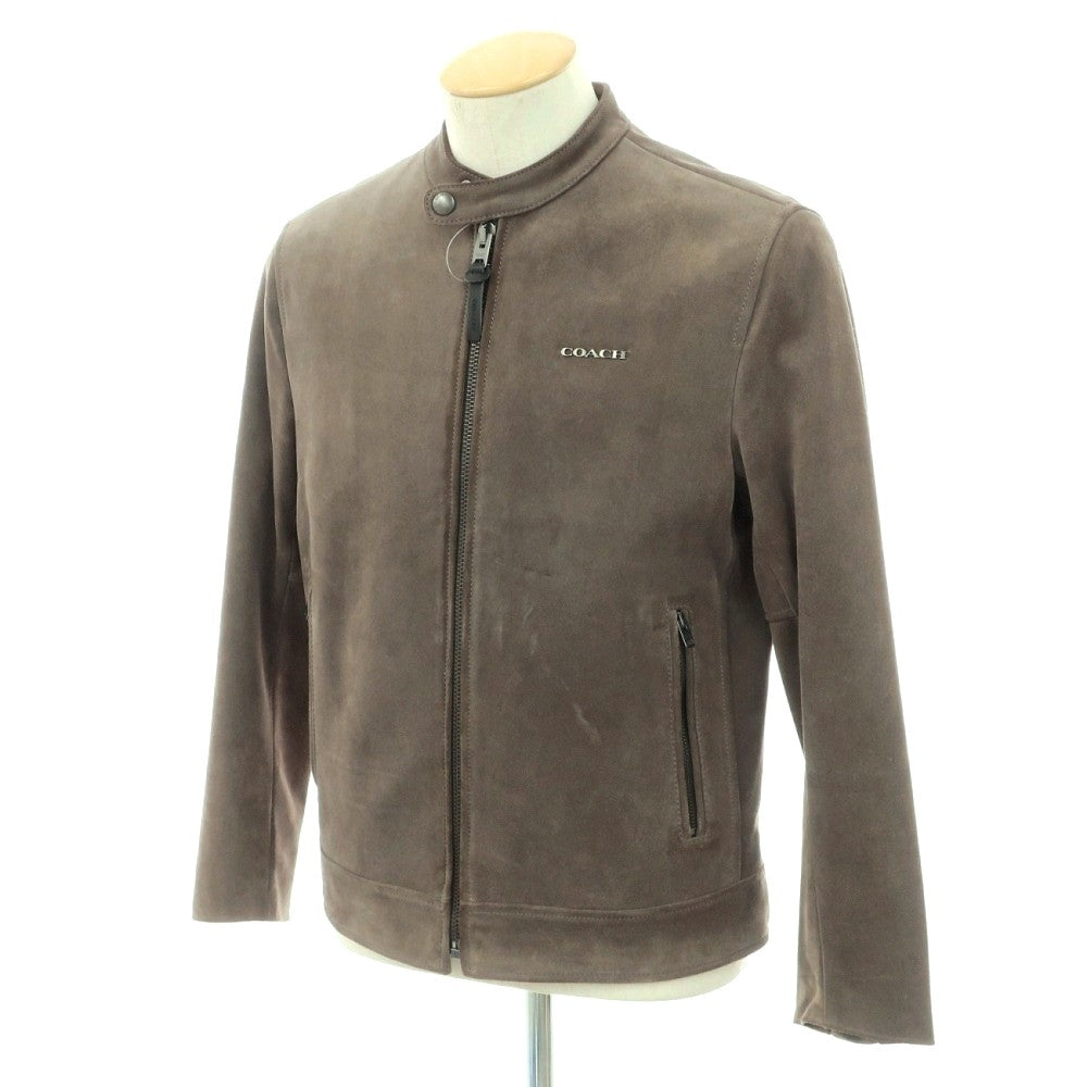 【中古】コーチ COACH カーフ スエード レザー シングル ライダースジャケット ウォームグレー【サイズS】【 状態ランクD 】【 メンズ 】