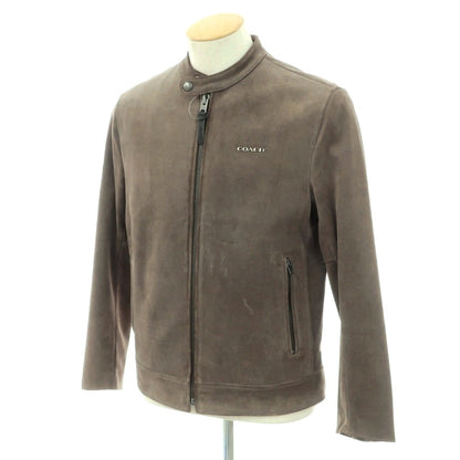 【中古】コーチ COACH カーフ スエード レザー シングル ライダースジャケット ウォームグレー【サイズS】【 状態ランクD 】【 メンズ 】