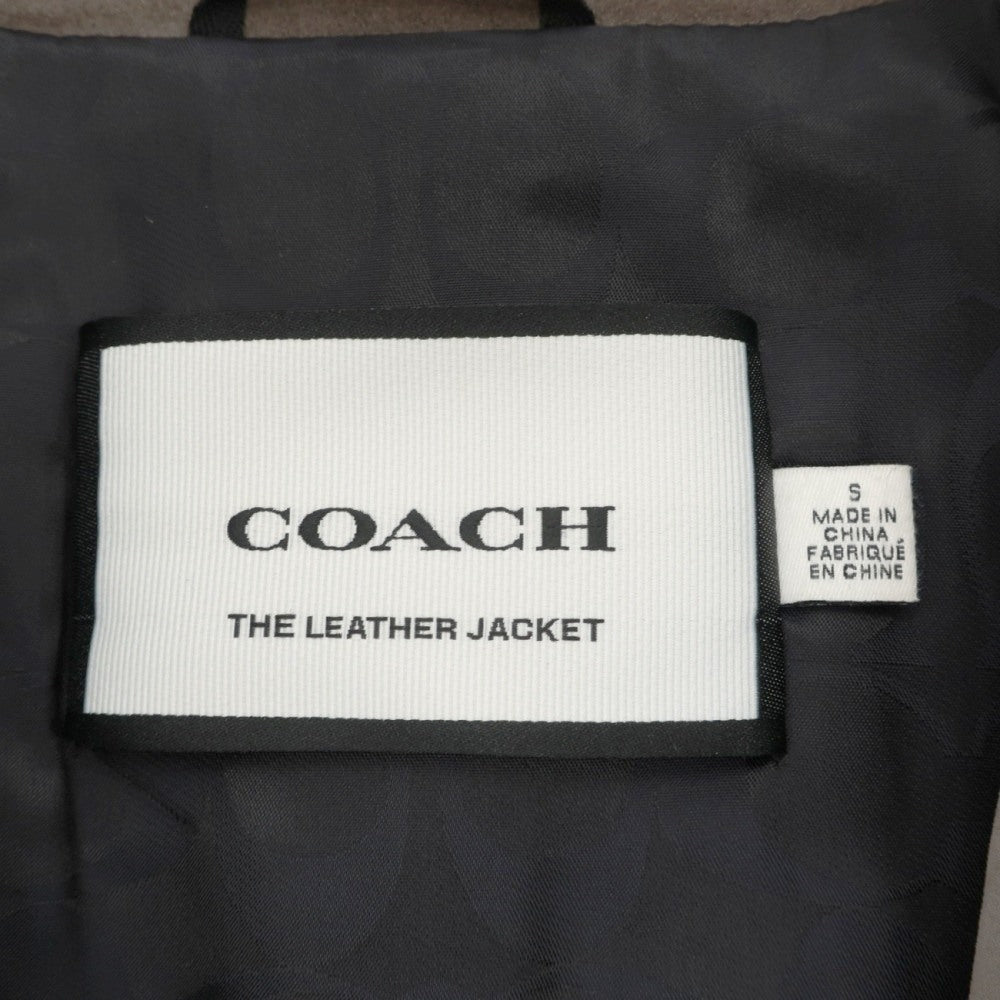 【中古】コーチ COACH カーフ スエード レザー シングル ライダースジャケット ウォームグレー【サイズS】【 状態ランクD 】【 メンズ 】