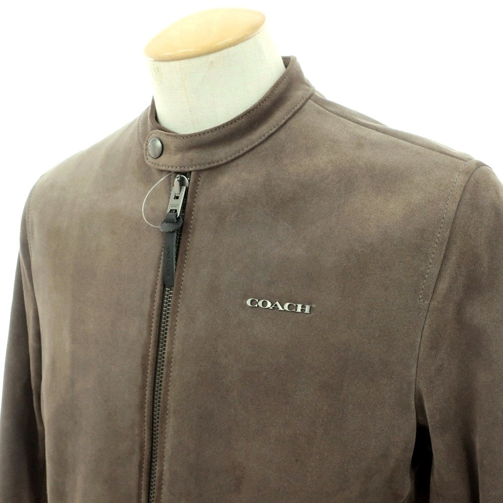 【中古】コーチ COACH カーフ スエード レザー シングル ライダースジャケット ウォームグレー【サイズS】【 状態ランクD 】【 メンズ 】