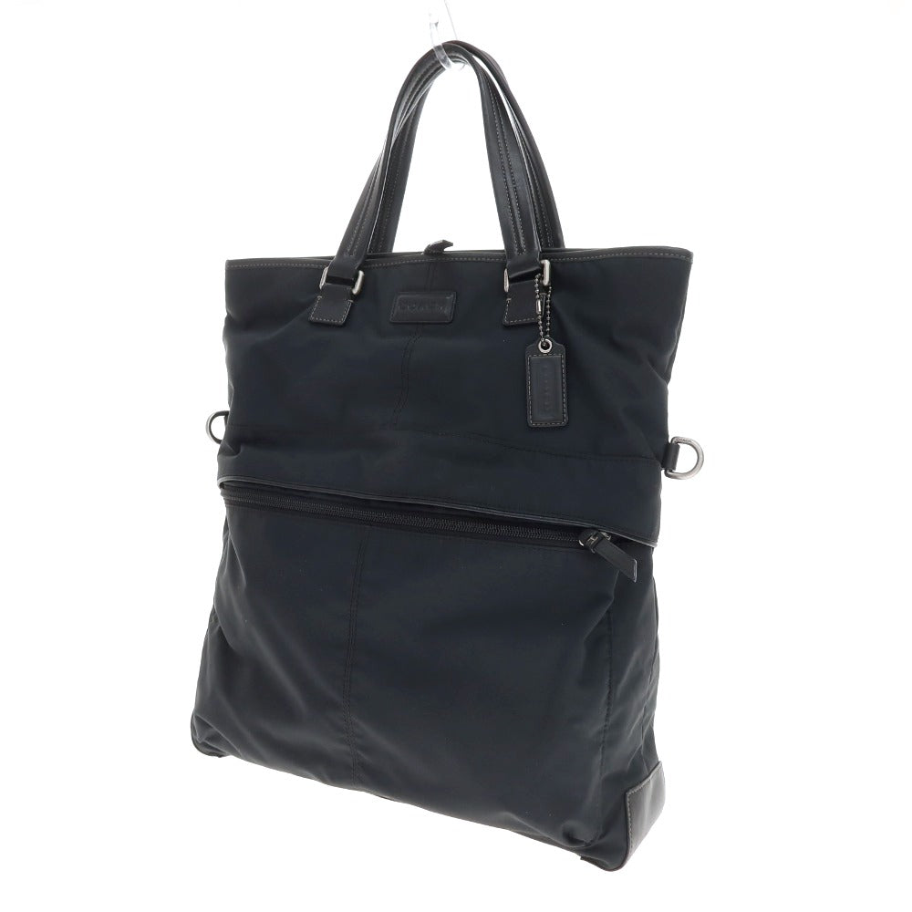 【中古】コーチ COACH ナイロン系 レザー トートバッグ ネイビー【 状態ランクB 】【 メンズ 】