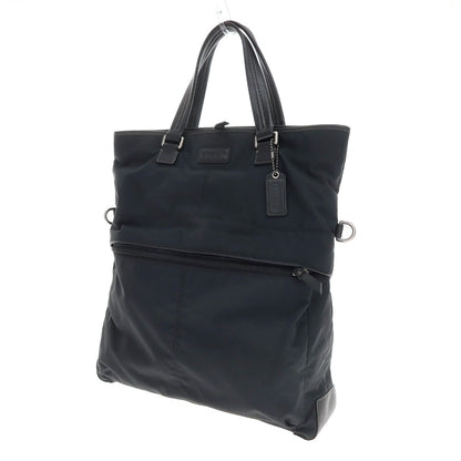 【中古】コーチ COACH ナイロン系 レザー トートバッグ ネイビー【 状態ランクB 】【 メンズ 】