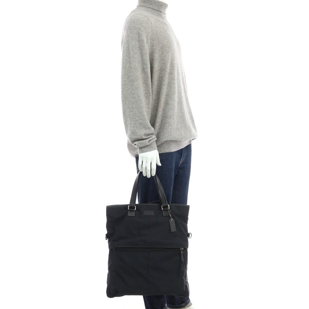 【中古】コーチ COACH ナイロン系 レザー トートバッグ ネイビー【 状態ランクB 】【 メンズ 】