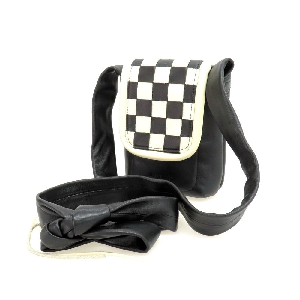 【中古】アーダーエラー ADER error 羊革 シープスキン レザー ショルダーバッグ ブラックxホワイト【 状態ランクB 】【 メンズ 】