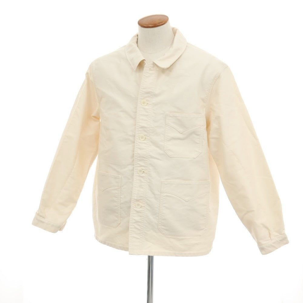 【中古】イーティーエス マテリオ Ets.MATERIAUX × Letiquette コットン フレンチ ワークジャケット オフホワイト【サイズ2】【 状態ランクB 】【 メンズ 】