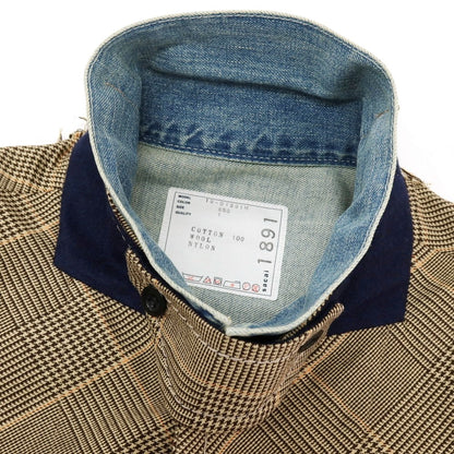 【中古】サカイ Sacai コットン グレンチェック ドッキング デニムジャケット ブルーxベージュ【サイズ1】【 状態ランクB 】【 メンズ 】