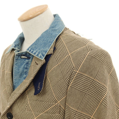 【中古】サカイ Sacai コットン グレンチェック ドッキング デニムジャケット ブルーxベージュ【サイズ1】【 状態ランクB 】【 メンズ 】