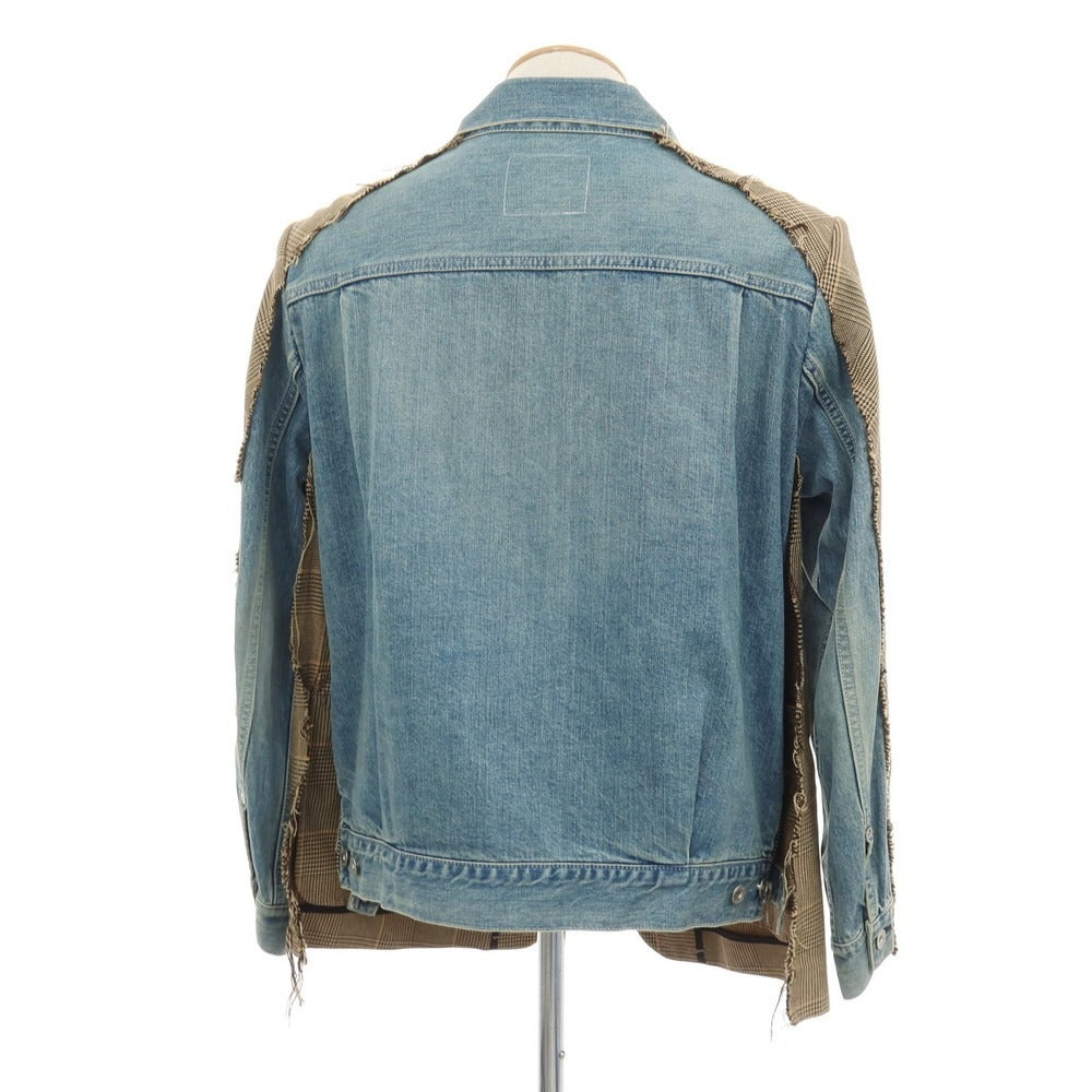 中古】サカイ Sacai コットン グレンチェック ドッキング デニム