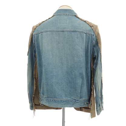 【中古】サカイ Sacai コットン グレンチェック ドッキング デニムジャケット ブルーxベージュ【サイズ1】【 状態ランクB 】【 メンズ 】