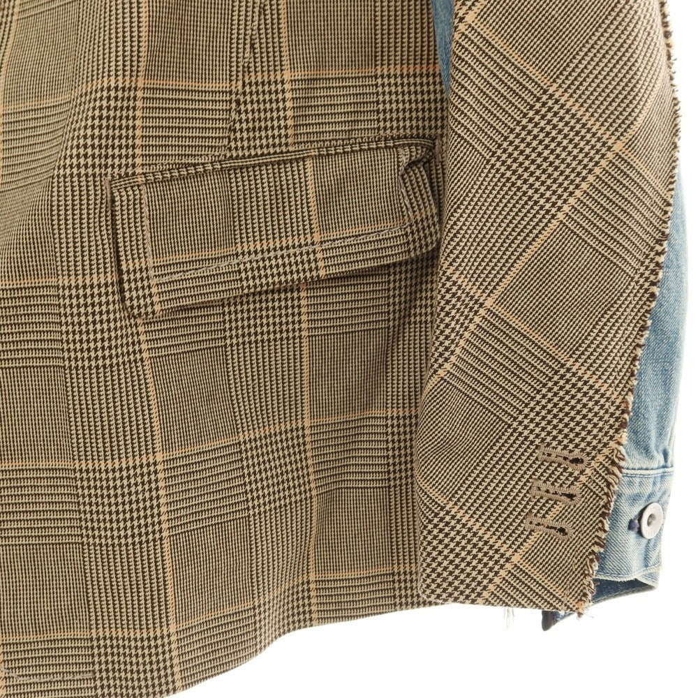 【中古】サカイ Sacai コットン グレンチェック ドッキング デニムジャケット ブルーxベージュ【サイズ1】【 状態ランクB 】【 メンズ 】