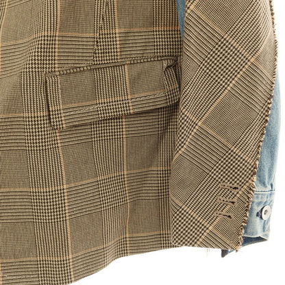 【中古】サカイ Sacai コットン グレンチェック ドッキング デニムジャケット ブルーxベージュ【サイズ1】【 状態ランクB 】【 メンズ 】