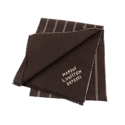 【中古】ルイ ヴィトン LOUIS VUITTON M77187 ウール モノグラム ストライプス マフラー ダークブラウンxベージュ【 状態ランクA 】【 ユニセックス 】