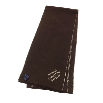 【中古】ルイ ヴィトン LOUIS VUITTON M77187 ウール モノグラム ストライプス マフラー ダークブラウンxベージュ【 状態ランクA 】【 ユニセックス 】