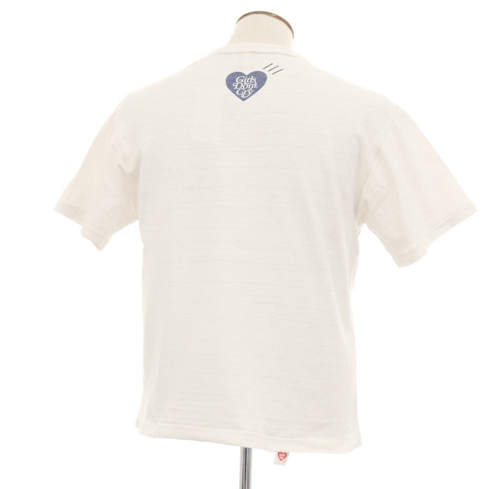 【中古】ヒューマンメイド HUMAN MADE × GIRLS DON’T CRY コットン クルーネック 半袖Ｔシャツ ホワイトxネイビー【サイズL】【 状態ランクC 】【 メンズ 】
