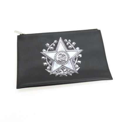 【中古】ディオール Dior レザー スター×ローズ プリント クラッチバッグ ブラック【 状態ランクA 】【 メンズ 】