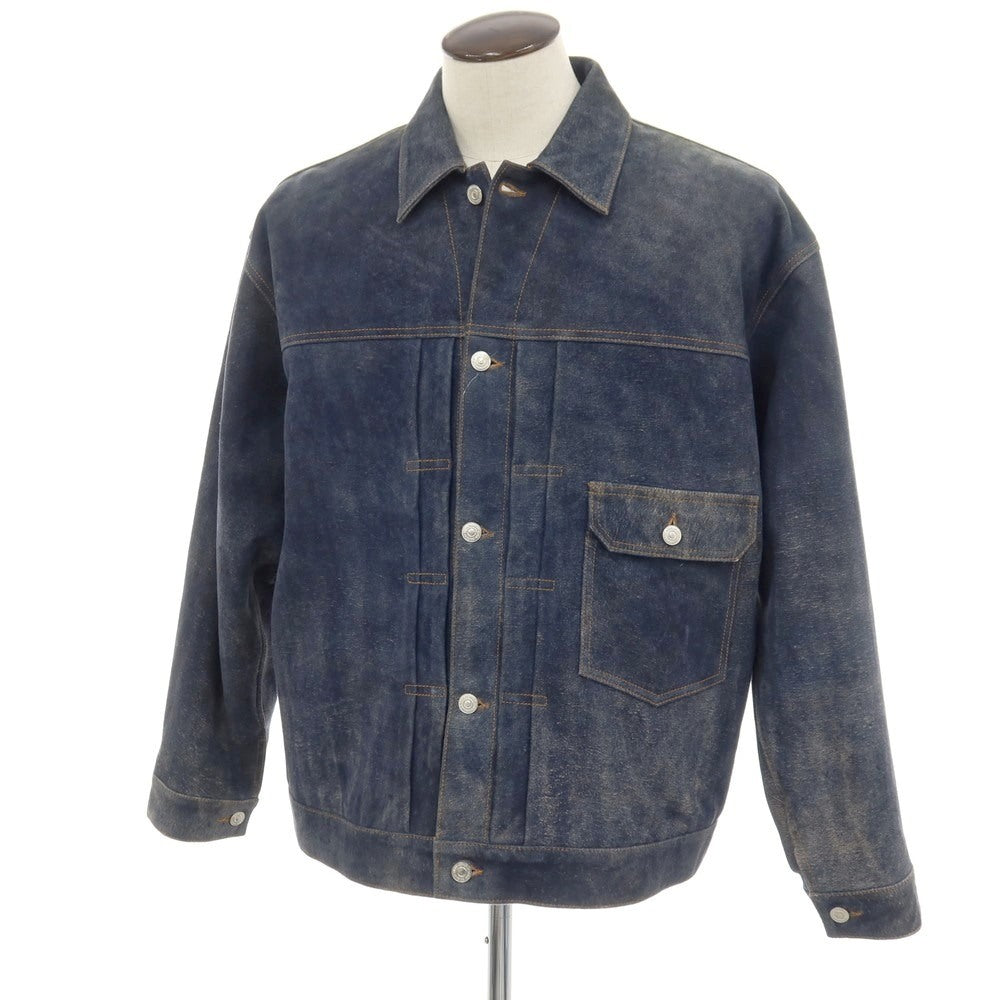 【中古】セブン バイ セブン SEVEN BY SEVEN 2026年春夏 URBAN RESEARCH別注 アンティーク加工 レザー ジャケット ブルゾン ネイビー【サイズ表記なし（XL位）】【 状態ランクA 】【 メンズ 】