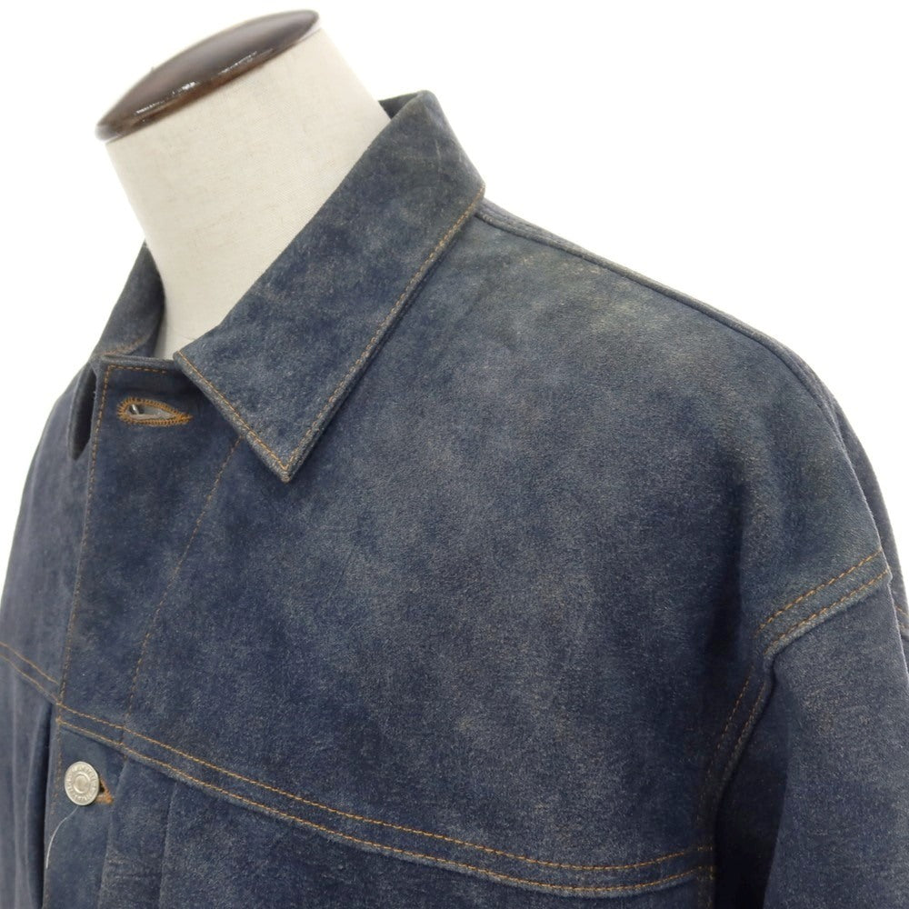 【中古】セブン バイ セブン SEVEN BY SEVEN 2026年春夏 URBAN RESEARCH別注 アンティーク加工 レザー ジャケット ブルゾン ネイビー【サイズ表記なし（XL位）】【 状態ランクA 】【 メンズ 】