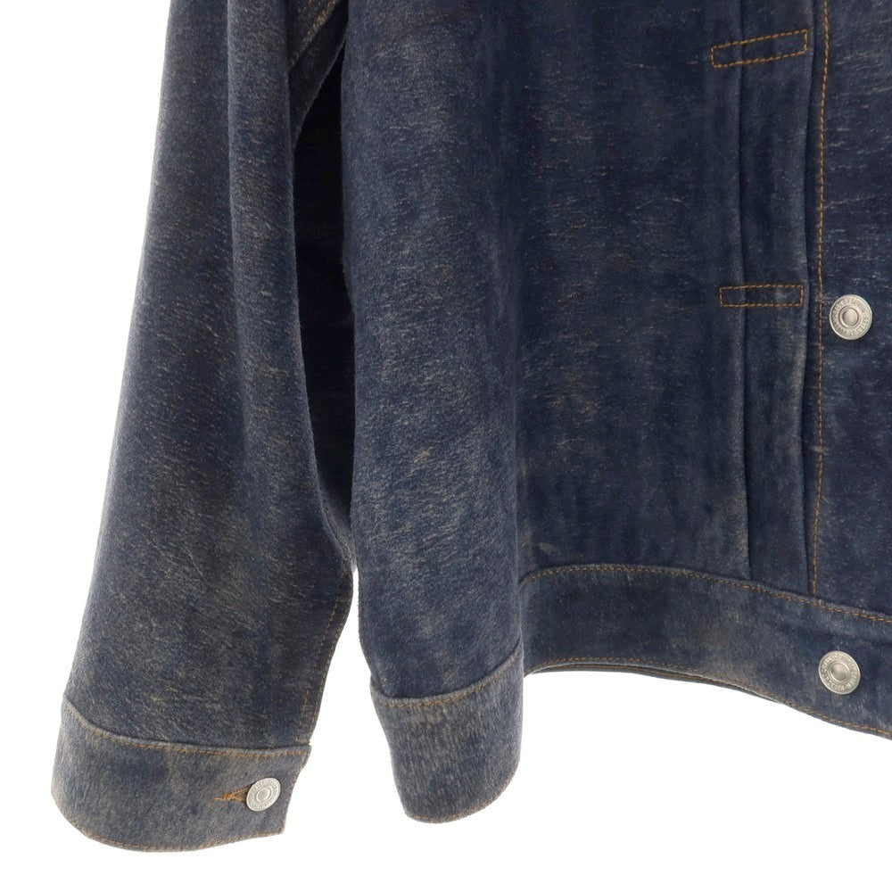 【中古】セブン バイ セブン SEVEN BY SEVEN 2026年春夏 URBAN RESEARCH別注 アンティーク加工 レザー ジャケット ブルゾン ネイビー【サイズ表記なし（XL位）】【 状態ランクA 】【 メンズ 】