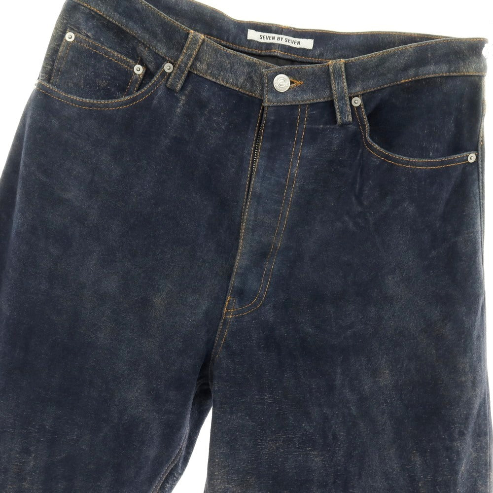 【中古】セブン バイ セブン SEVEN BY SEVEN 2026年春夏 URBAN RESEARCH別注 アンティーク加工 レザー 5ポケットパンツ ネイビー【サイズ表記なし（M位）】【 状態ランクA 】【 メンズ 】