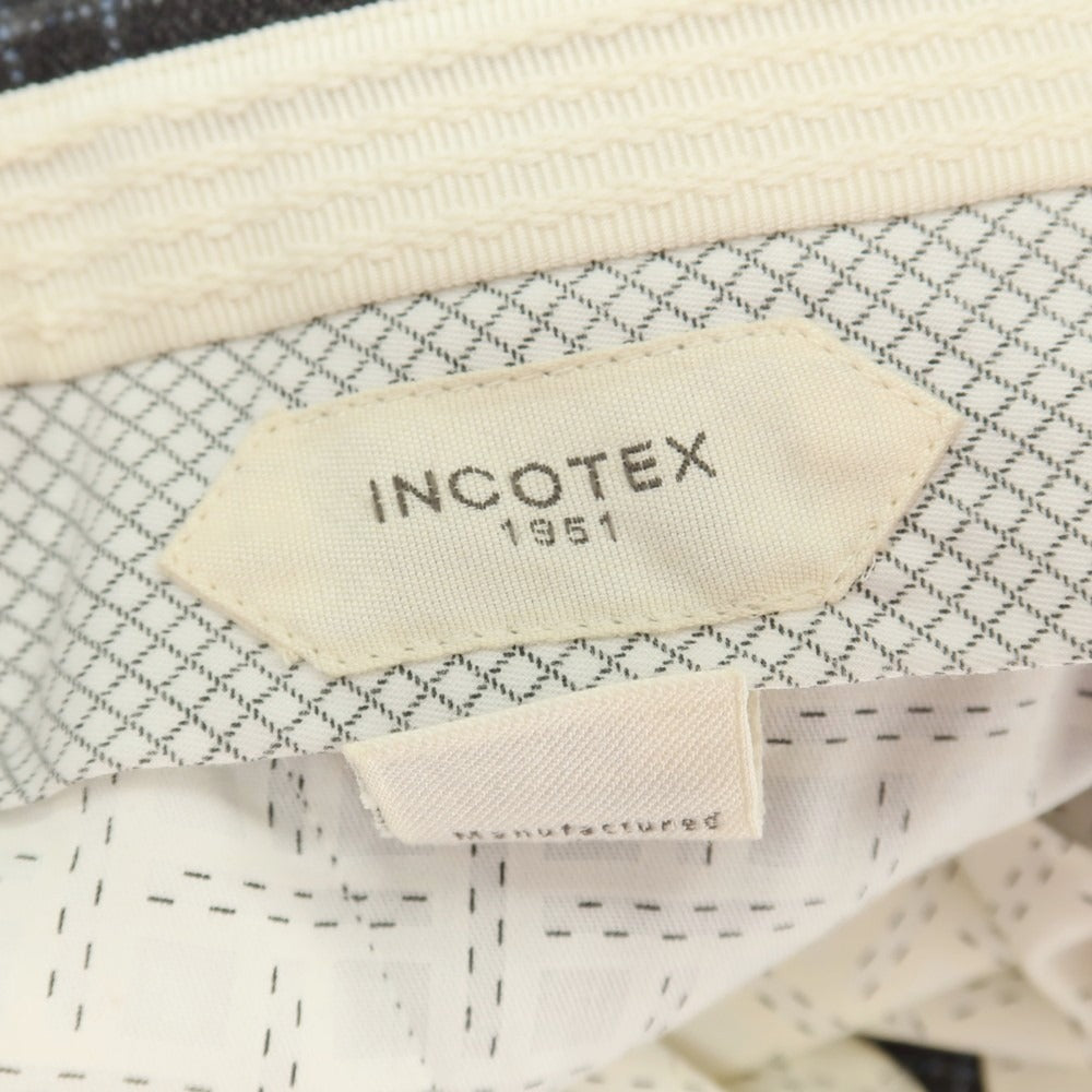 【中古】インコテックス INCOTEX ウール チェック ドレススラックスパンツ ダークグレーxブルー【サイズ46】【 状態ランクD 】【 メンズ 】