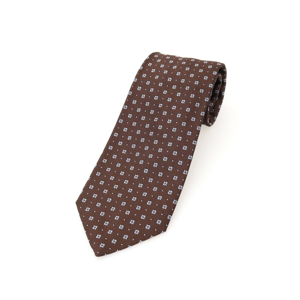 【中古】ルイジ ボレッリ Luigi Borrelli BARNEYS NEWYORK別注 シルク 小紋柄ネクタイ ブラウン【 状態ランクB 】【 メンズ 】