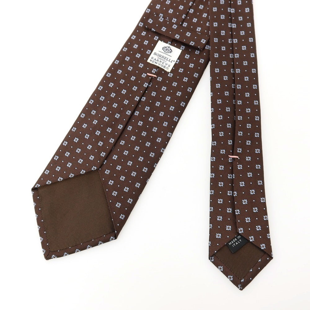 【中古】ルイジ ボレッリ Luigi Borrelli BARNEYS NEWYORK別注 シルク 小紋柄ネクタイ ブラウン【 状態ランクB 】【 メンズ 】