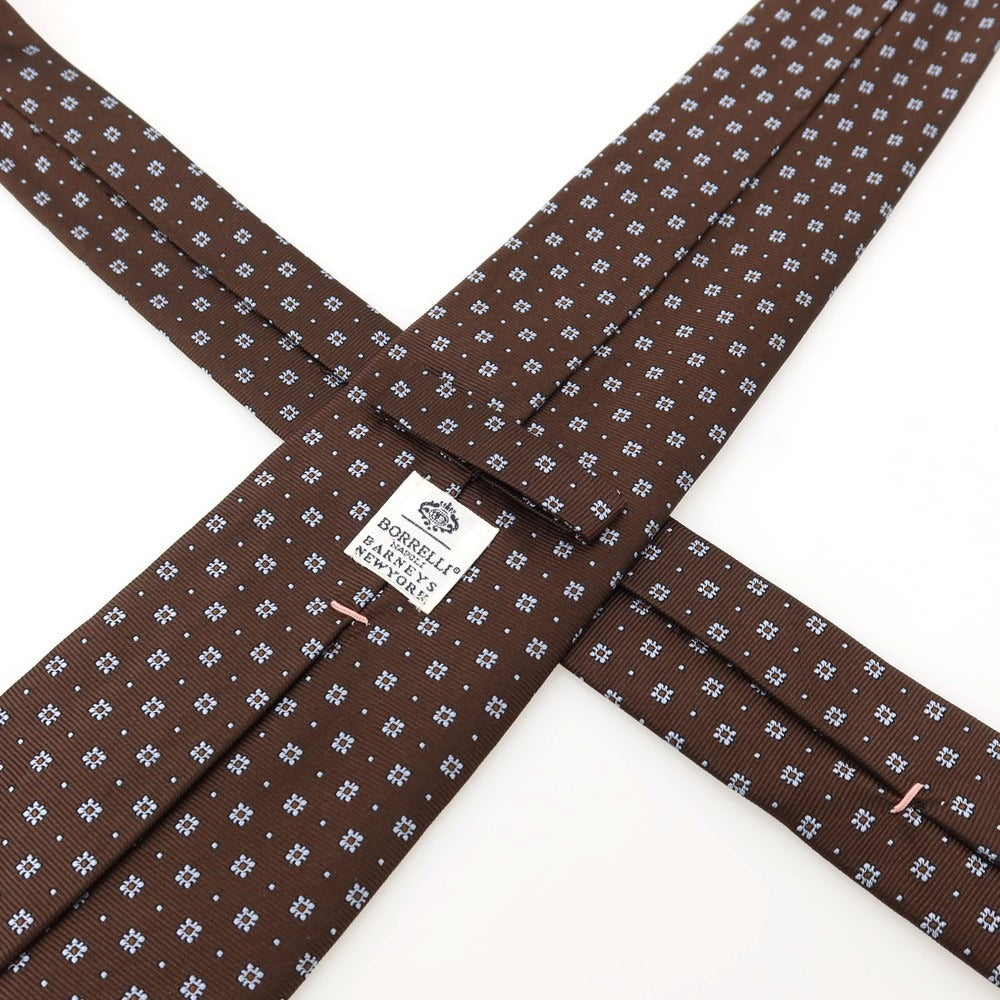 【中古】ルイジ ボレッリ Luigi Borrelli BARNEYS NEWYORK別注 シルク 小紋柄ネクタイ ブラウン【 状態ランクB 】【 メンズ 】