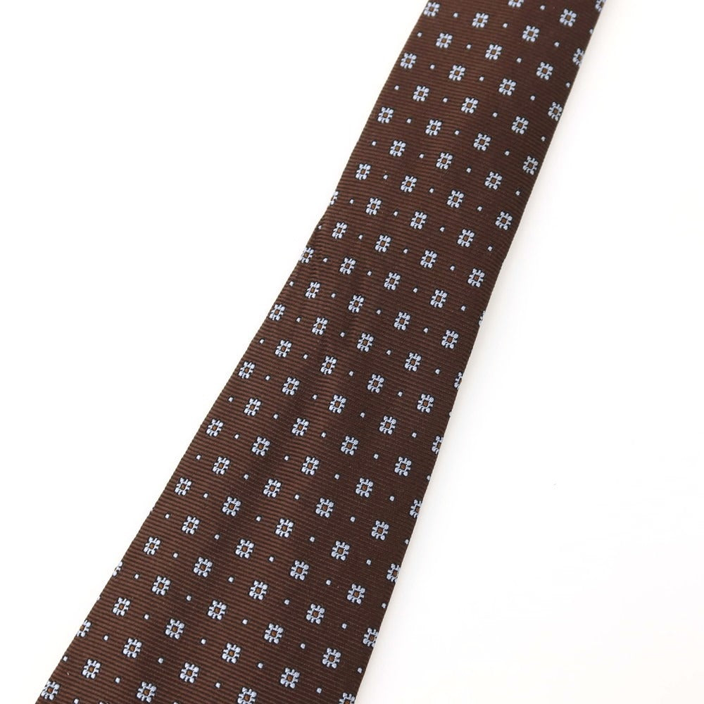 【中古】ルイジ ボレッリ Luigi Borrelli BARNEYS NEWYORK別注 シルク 小紋柄ネクタイ ブラウン【 状態ランクB 】【 メンズ 】