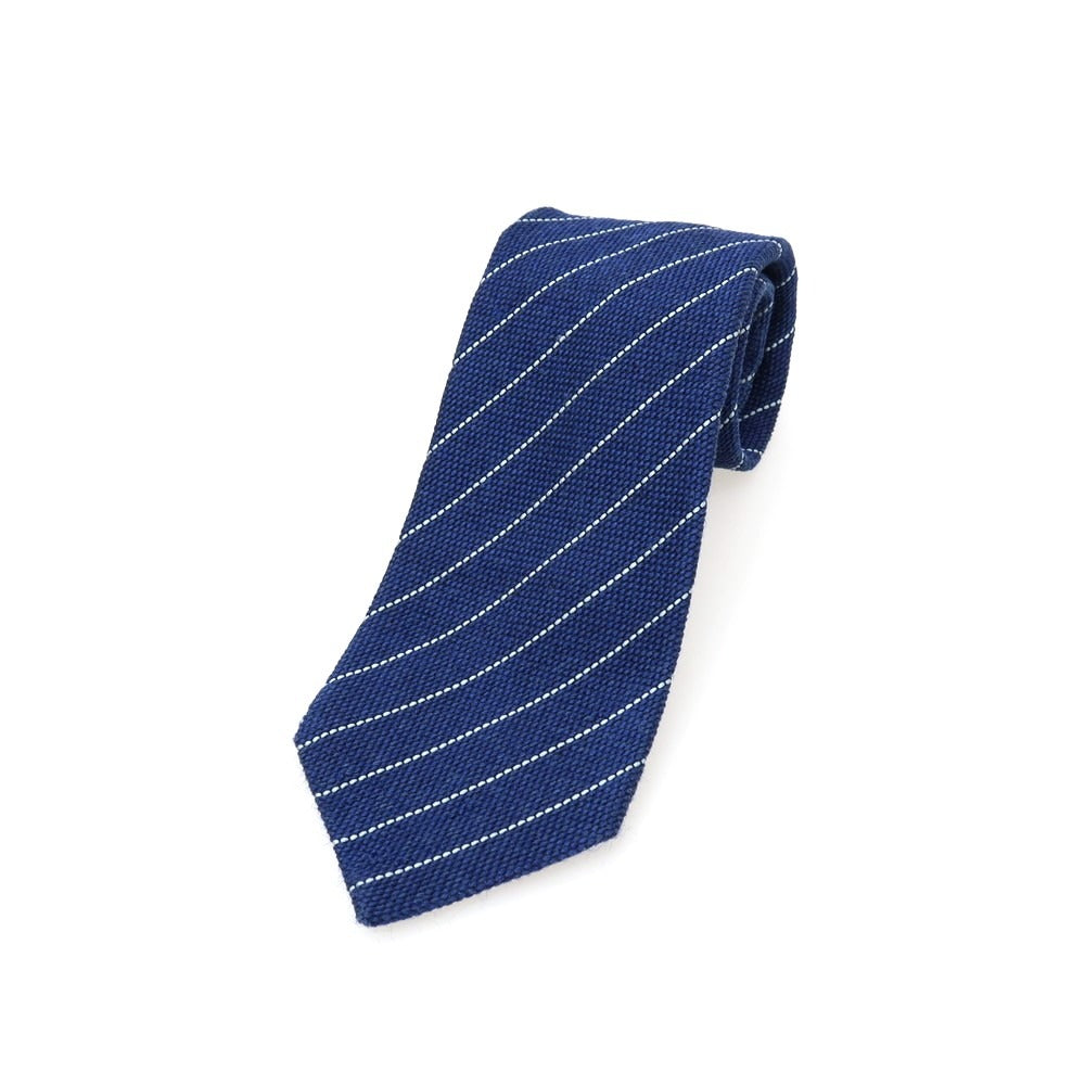 【中古】チャールズヒル Charles Hill BARNEYS NEWYORK別注 シルクリネン ストライプ柄ネクタイ ブルーxホワイト【 状態ランクC 】【 メンズ 】