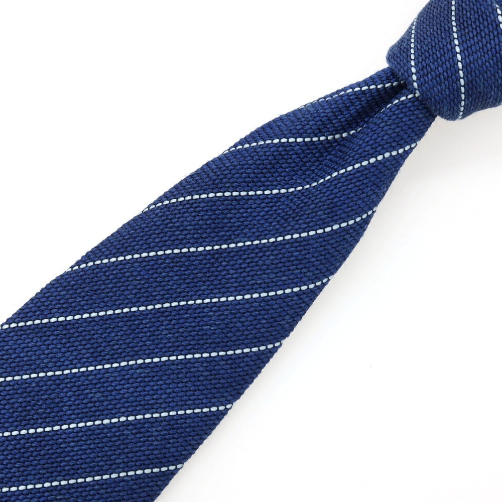 【中古】チャールズヒル Charles Hill BARNEYS NEWYORK別注 シルクリネン ストライプ柄ネクタイ ブルーxホワイト【 状態ランクC 】【 メンズ 】