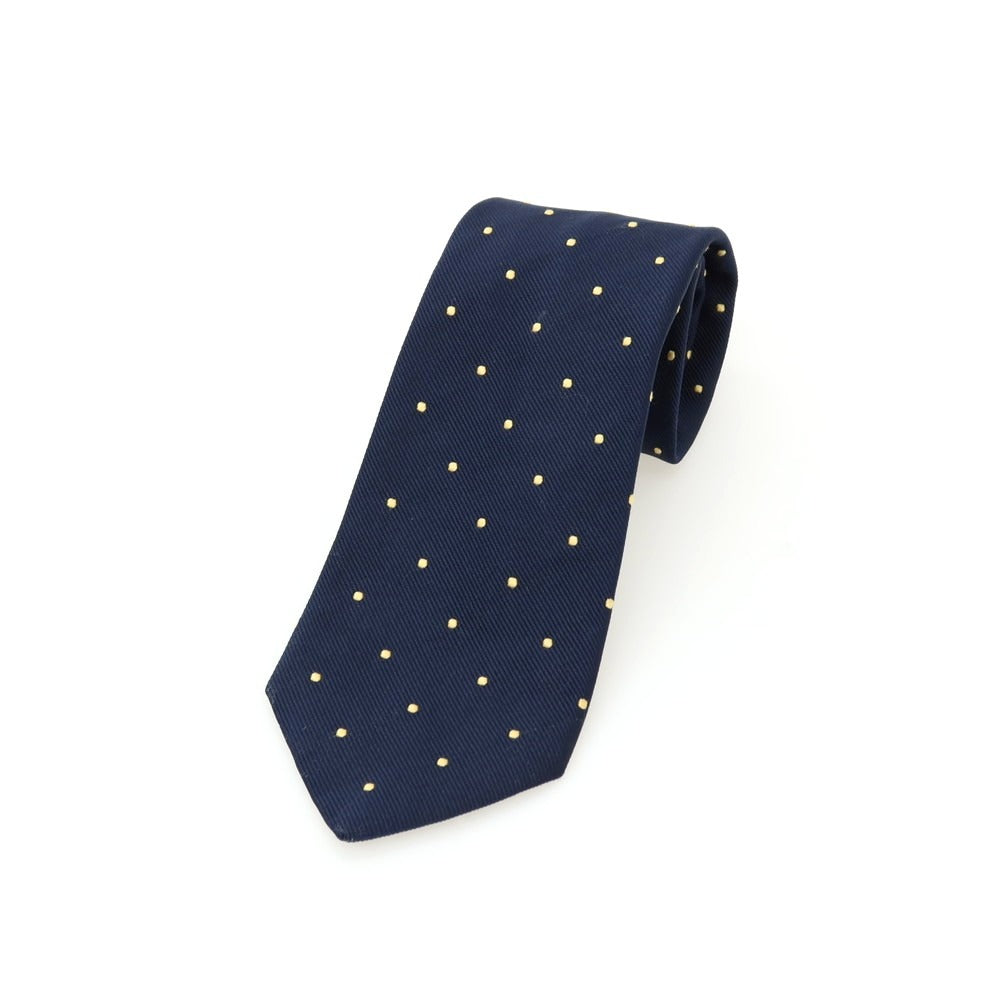【中古】ドレイクス DRAKES BARNEYS NEWYORK別注 シルク ドット柄ネクタイ ネイビーxイエロー【 状態ランクC 】【 メンズ 】